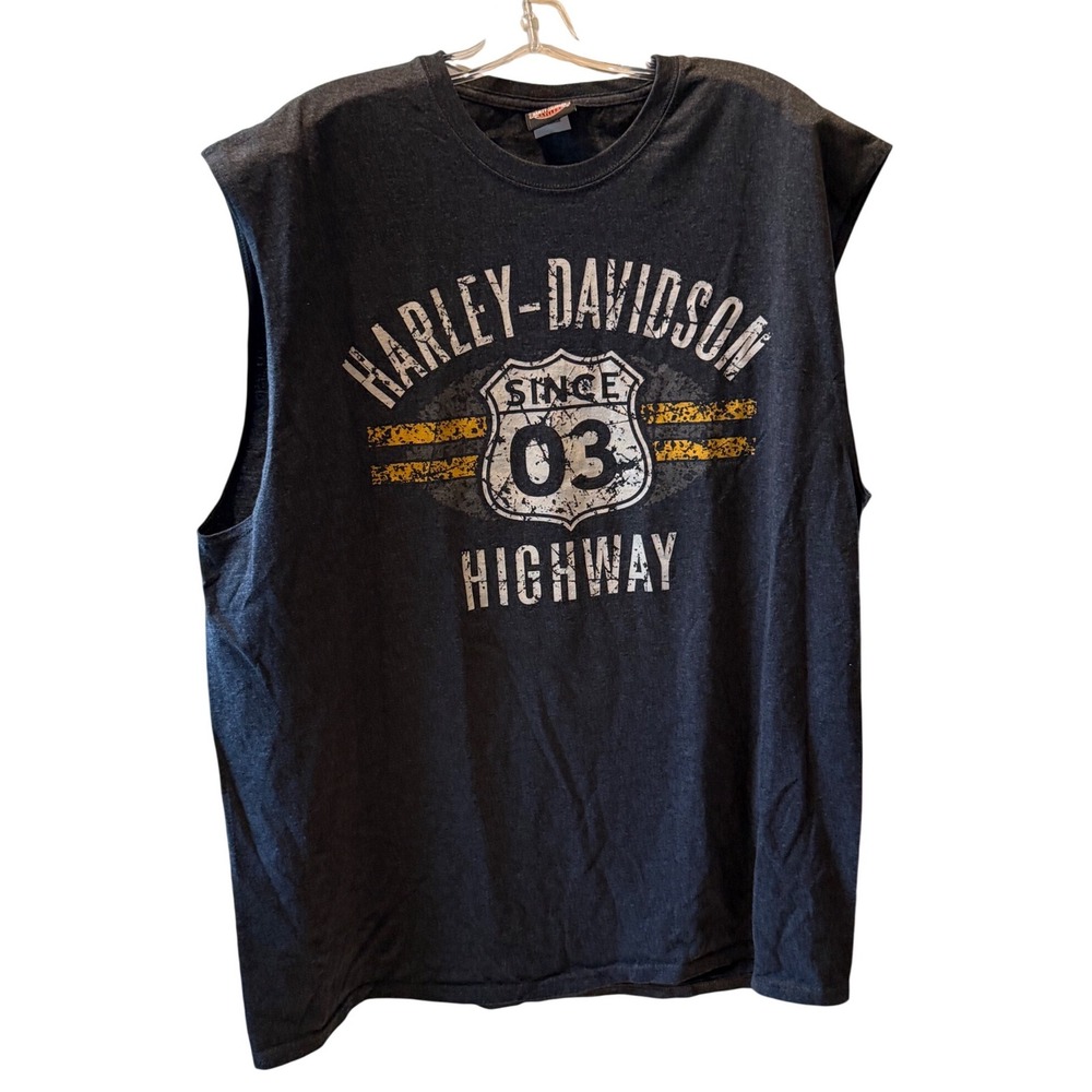 Harley-Davidson Mens 2XL Charcoal Grey Reel Brothers Wisconsin Muscle Tee Shirt
